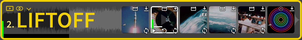 A Song row with a green level meter on its left edge and another on its playing Clip