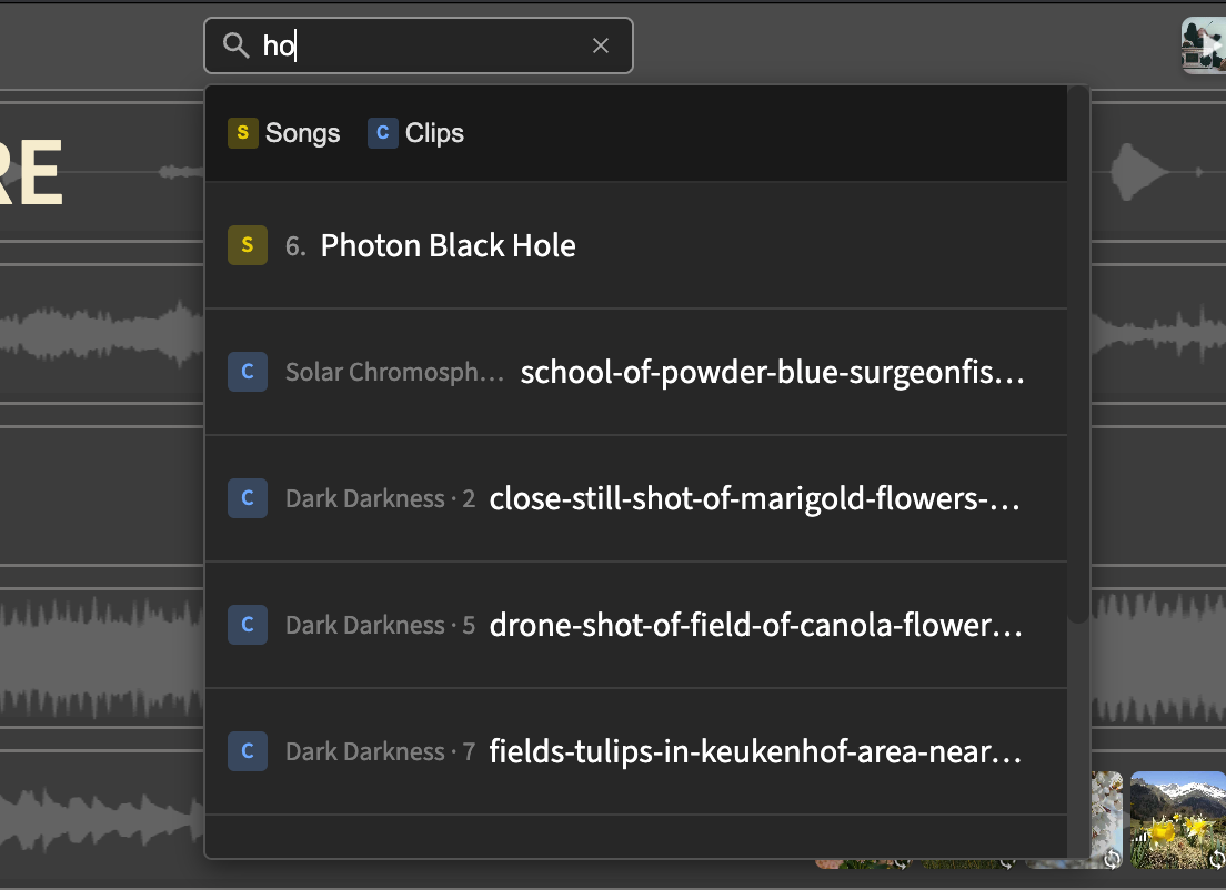 Find box with search results