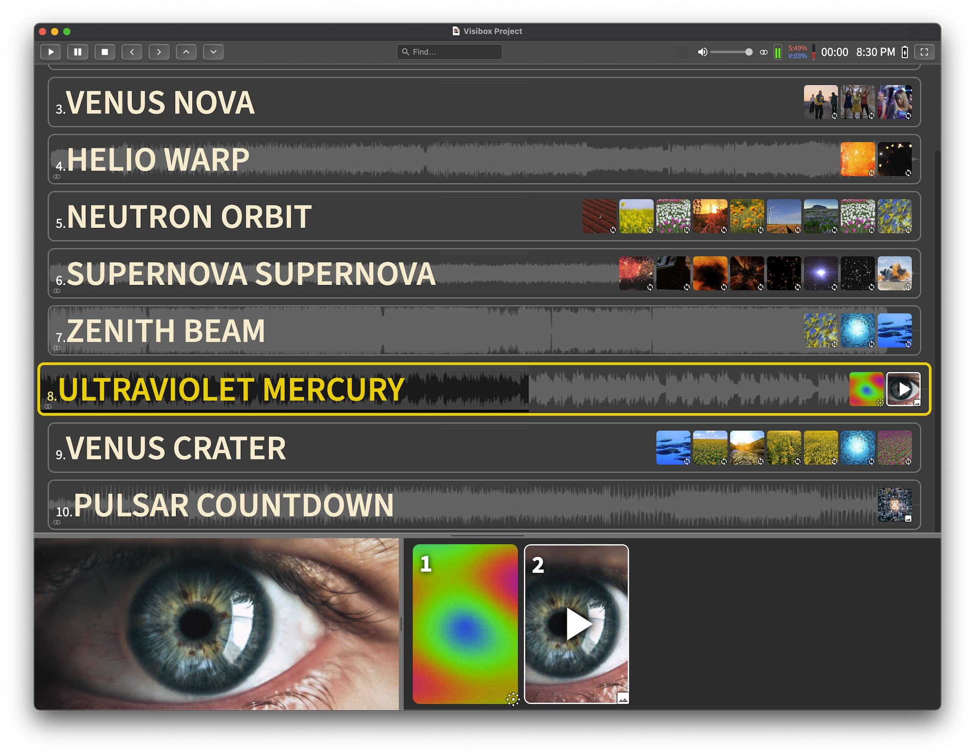 The Controller Window with labeled interface elements