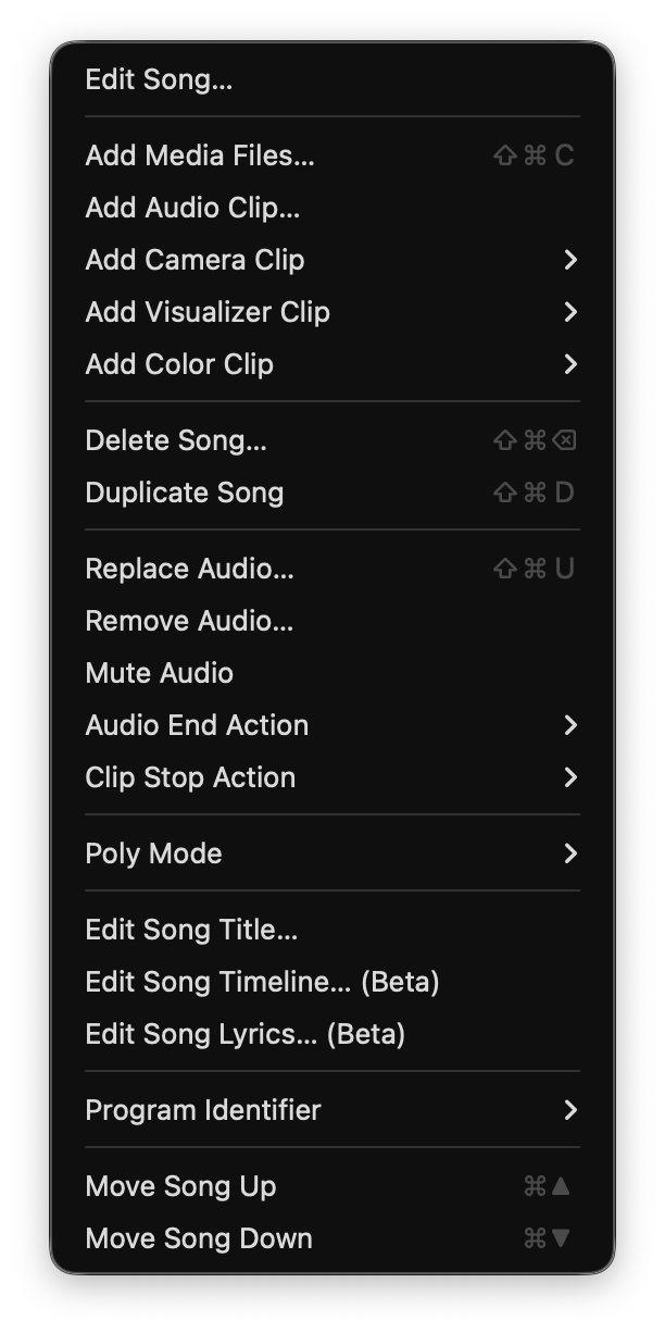 Song Menu