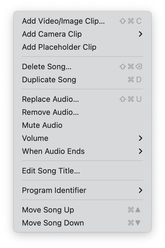 Song Menu