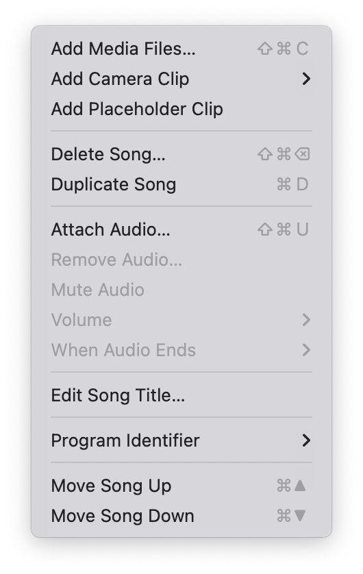 Song Menu