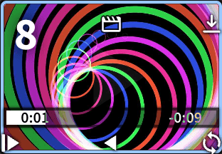 A Clip thumbnail with the retrigger icon below the progress bar