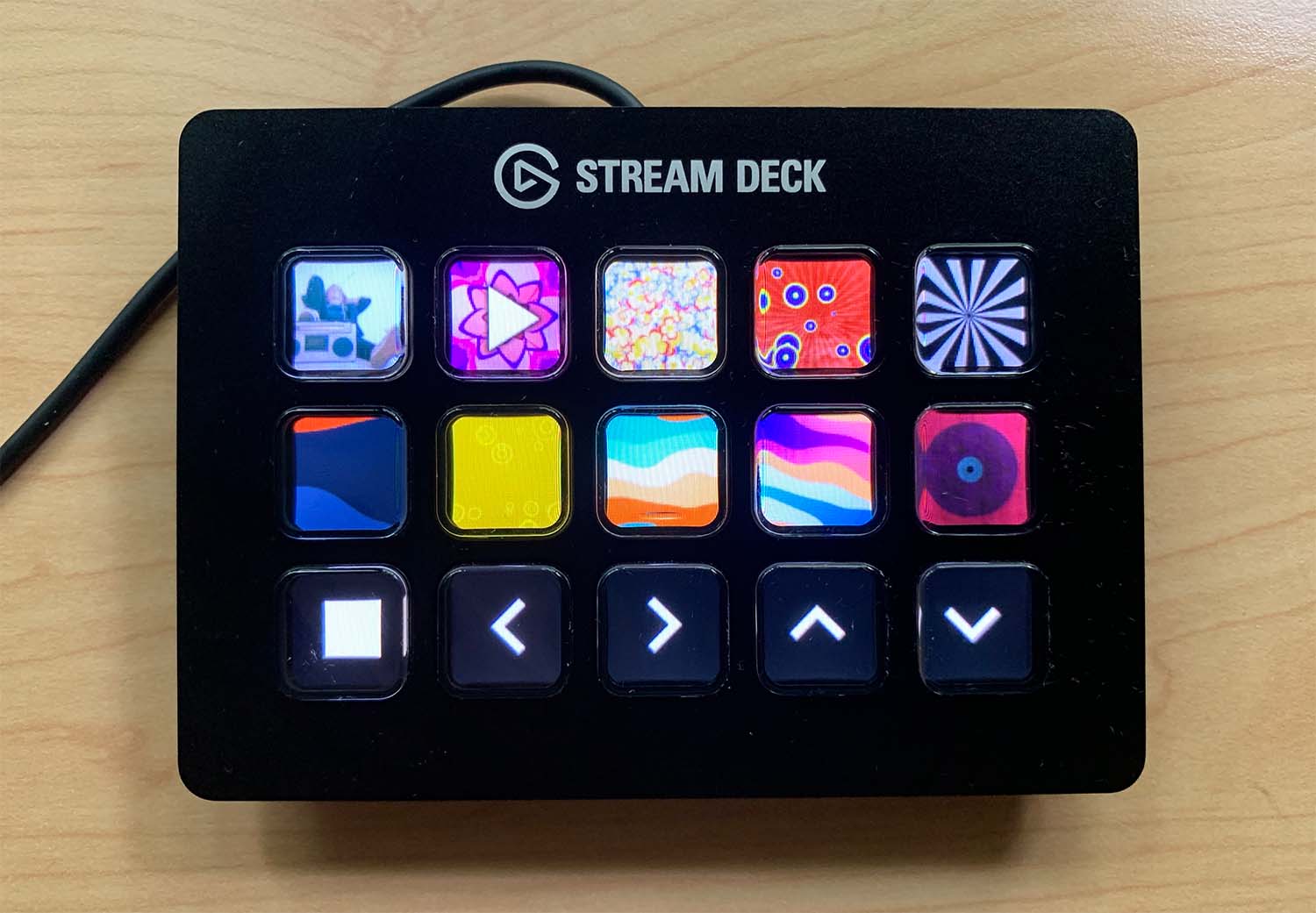 An Elgato Stream Deck controlling Visibox